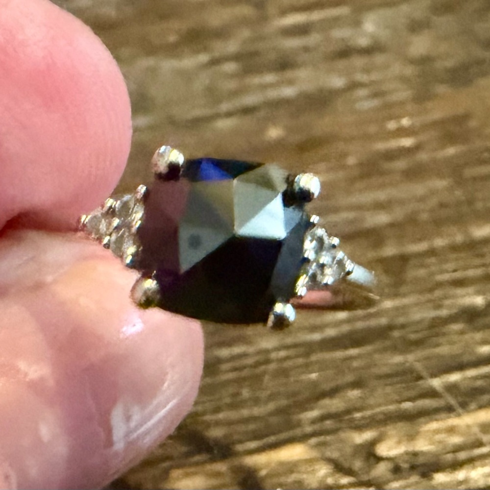 Elegant Natural Black Diamond and White 14k Gold Women's Ring